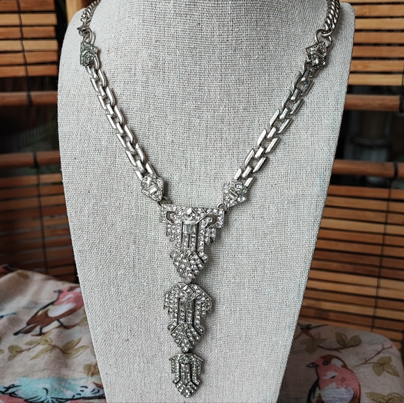 Stella and Dot Art Deco Revival Silver Tone All Clear Rhinestones - Picture 4 of 14